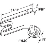 Prime-Line B 513 Roller Assembly, 1 in Dia Roller, 1/4 in W Roller, Steel, Gray