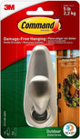 Command FC13-BN-AWES Large Outdoor Hook, 5 lb, 1-Hook, Metal, Brushed Nickel