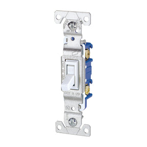 Eaton 1301W Switch, 15 A, 120 V, Push-In Terminal, Polycarbonate Housing Material, White, Pack of 10