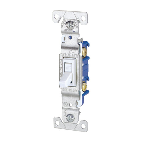 Eaton 1301W Switch, 15 A, 120 V, Push-In Terminal, Polycarbonate Housing Material, White, Pack of 10
