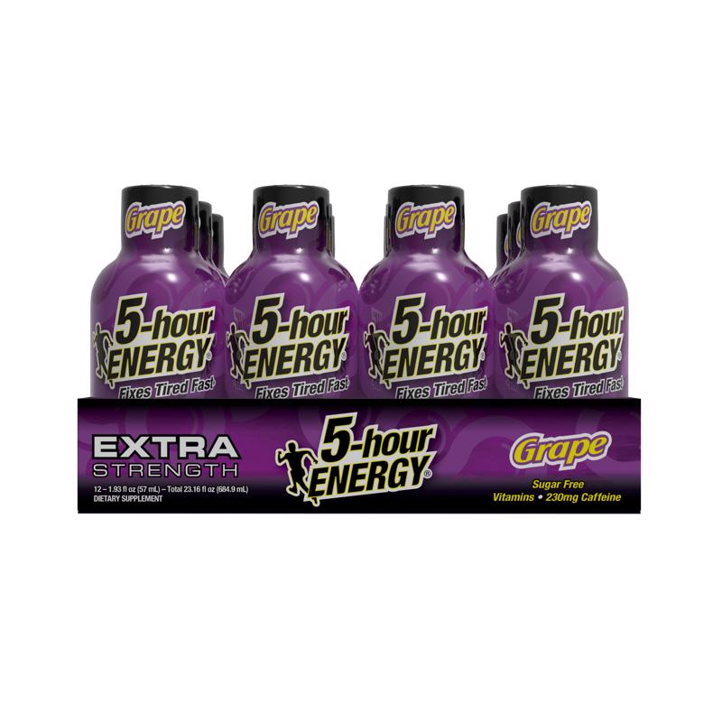 5-hour Energy Extra Strength Sugar Free Grape Energy Shot 1.93 oz, Pack of 12
