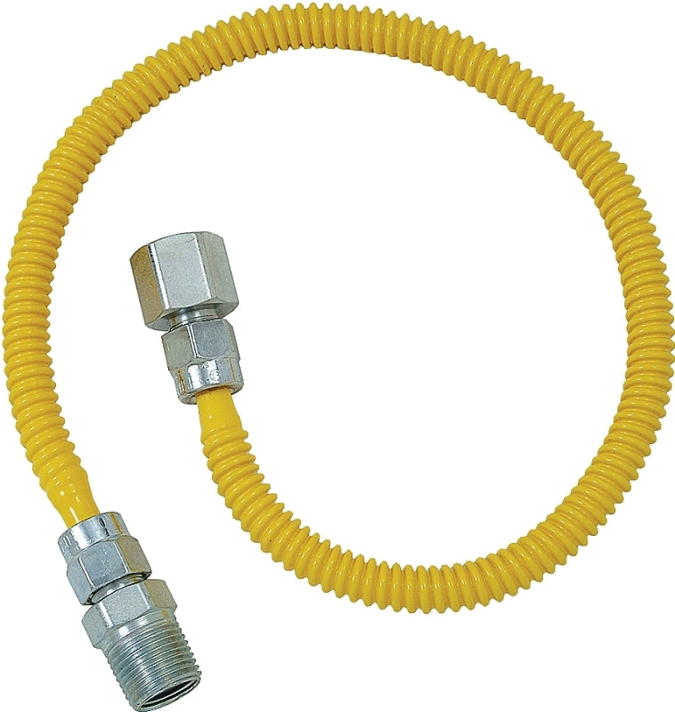 BrassCraft ProCoat Series CSSL54-24P Gas Connector, 1/2 in, MIP x FIP, Stainless Steel, Polymer-Coated, 24 in L