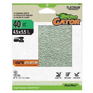 Gator 5161 Sand Paper, 4-1/2 in W, 5-1/2 in L, 40 Grit