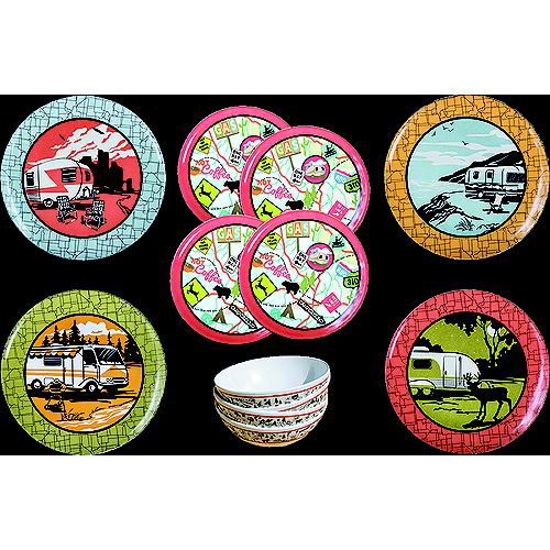 JR Products Camp Casual CC001 RV Camping 12 Piece Outdoor Dinnerware Dish Set