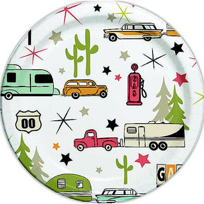 JR Products Camp Casual CC007R10 Eco-Friendly Paper Dinner Plates, Road Trip