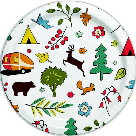 JR Products Camp Casual CC007W10 Eco-Friendly Paper Dinner Plates, Into the Woods