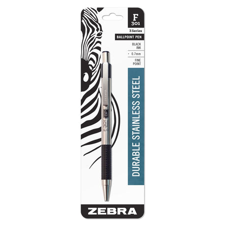 Zebra F-301 Black Retractable Ball Point Pen 1 pk, Pack of 12