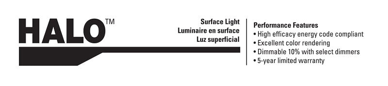 Halo CLD Series CLD7089SWHR Surface Mount Light Fixture, 0.93 A, 120 V, 11.2 W, LED Lamp, 800 Lumens, Aluminum Fixture