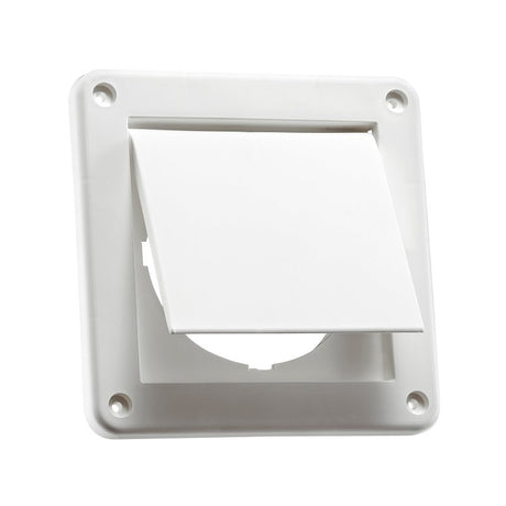 Lambro 1422W Single-Flap Exhaust Vent, 4 in W, Plastic, White