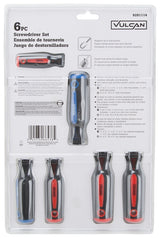Vulcan SD-SET-6 Screwdriver Set, 6-Piece, Chrome Vanadium Steel, Chrome, Black/Blue/Red