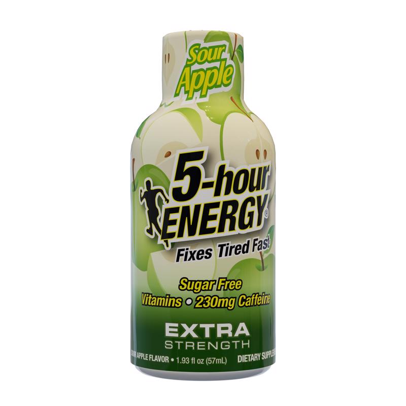5-hour Energy Extra Strength Sugar Free Sour Apple Energy Shot 1.93 oz, Pack of 12