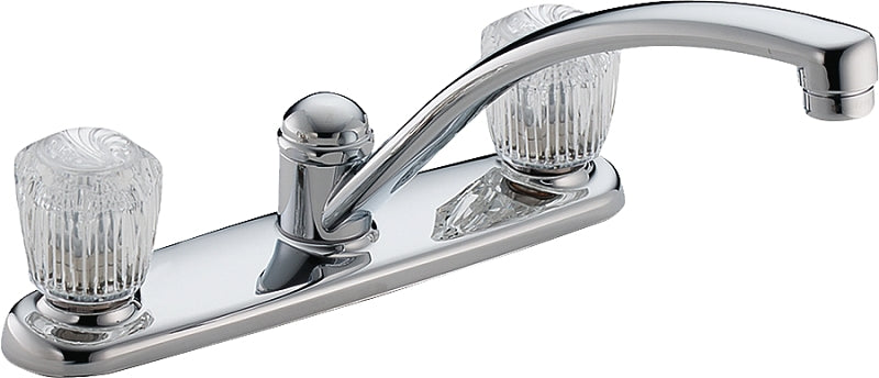 Delta Classic Series 2102LF Kitchen Faucet, 1.8 gpm, Brass, Chrome Plated, Deck Mounting, Knob Handle, Swivel Spout