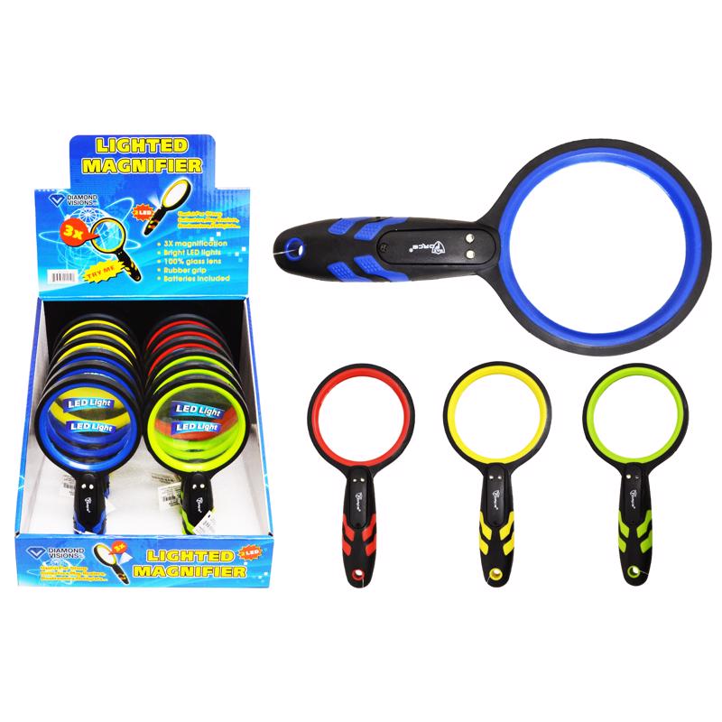Diamond Visions Round 3 Times LED Magnifying Glass, Pack of 12