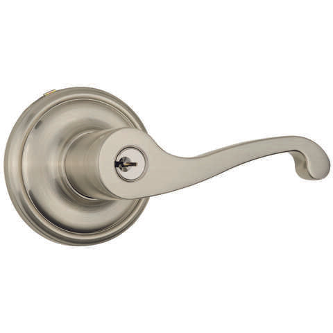 Brinks Push Pull Rotate Glenshaw Satin Nickel Entry Lever KW1 1.75 in.