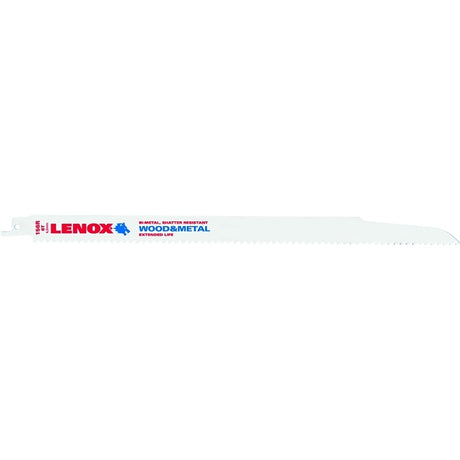 Lenox 20495B156R Reciprocating Saw Blade, Applicable Materials: Non-Ferrous Metal, Wood, 3/4 in W, 12 in L, 6 TPI