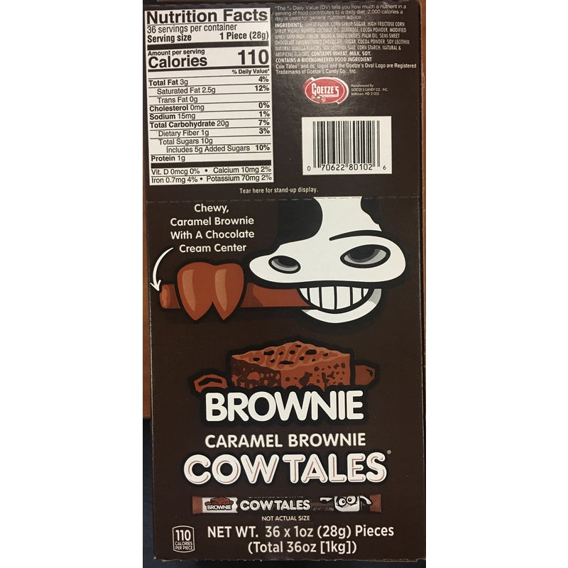 Goetze's Candy Cow Tales Brownie Caramels 1 oz, Pack of 36