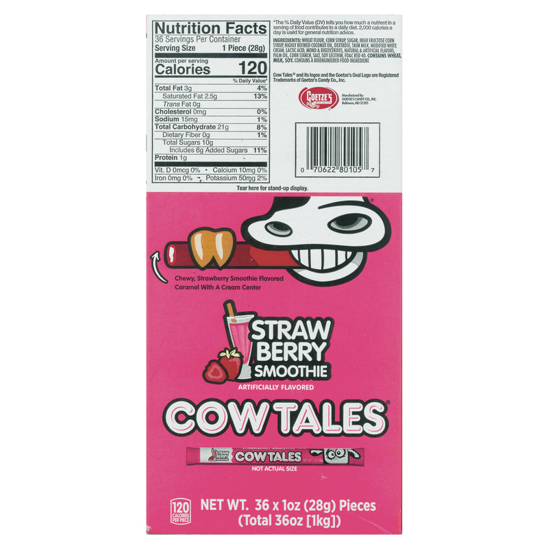 Goetze's Candy Cow Tales Strawberry Smoothie Candy 1 oz, Pack of 36