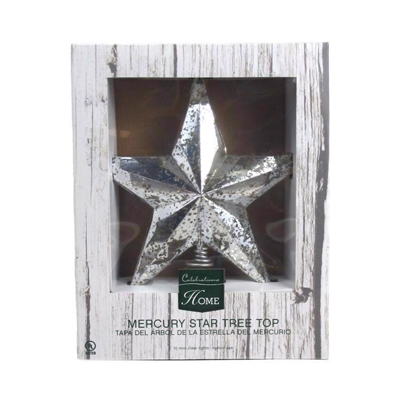 Celebrations Incandescent Assorted Mercury Star Tree Topper 10 in., Pack of 6