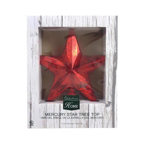 Celebrations Incandescent Assorted Mercury Star Tree Topper 10 in., Pack of 6