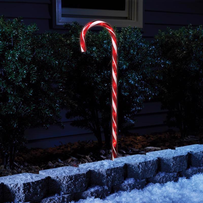 Celebrations Clear Lighted Candy Cane 27 in. Pathway Decor, Pack of 24