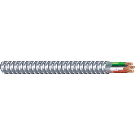Southwire Armorlite 68583401 Armored Cable, 12 AWG Cable, 3 -Conductor, 250 ft L, Copper Conductor