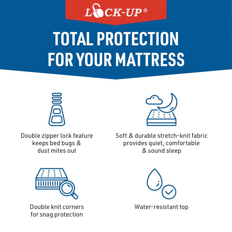 JT Eaton Lock-Up Full White Stretch-Knit Polyester Mattress Encasement Cover