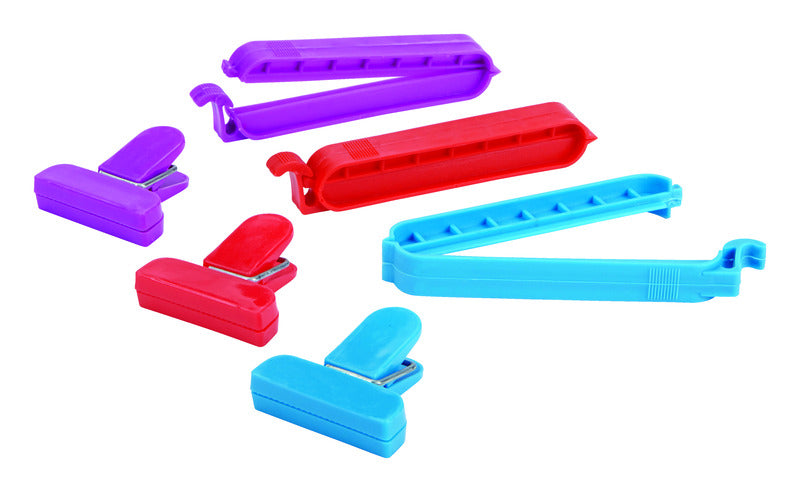 Home Plus Assorted Plastic Bag Clips, Pack of 12