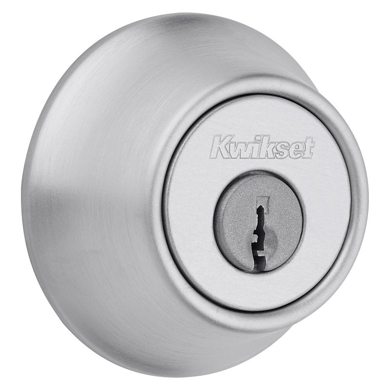 Kwikset 660 Series 660 26D 6AL STR KP K3 Deadbolt, 3 Grade, Keyed Key, Zinc, Satin Chrome, 2-3/8, 2-3/4 in Backset, Pack of 3