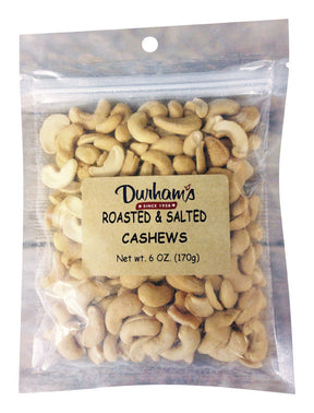 Durhams Roasted & Salted Cashews 6 oz Bagged, Pack of 12