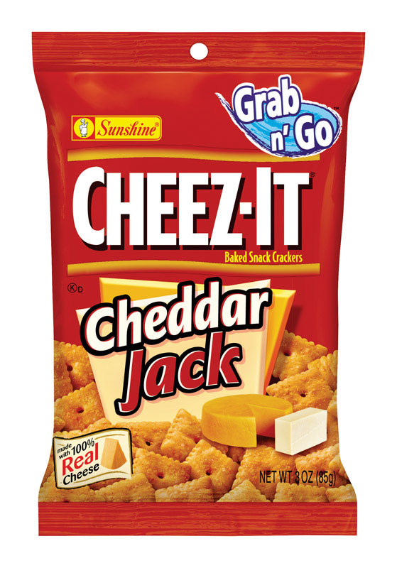 Cheez-It Grab n' Go Cheddar Jack Crackers 3 oz Pegged, Pack of 6