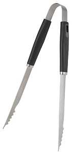 Omaha BBQ-22779-06 BBQ Tongs, 1.5 mm, Stainless Steel Blade, Stainless Steel, Plastic Handle, Straight Handle, 16 in OAL