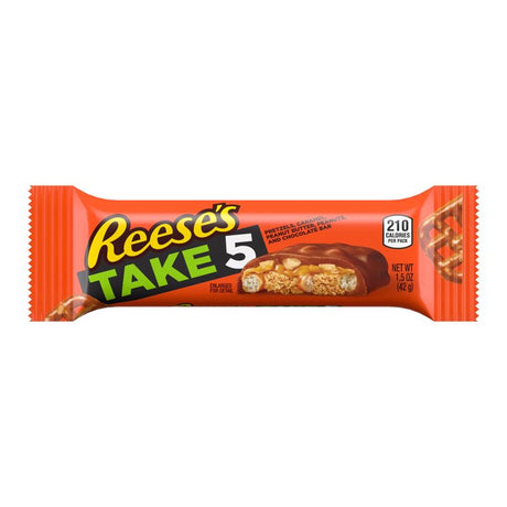 Reese's Take 5 Pretzels, Caramel, Peanuts, Peanut Butter and Chocolate Candy Bar 1.5 oz, Pack of 18