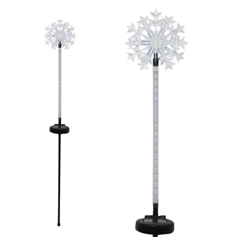 Alpine LED Solar Snowflake Garden Stake 33 in. Pathway Decor, Pack of 12