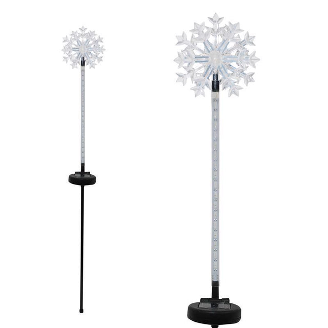 Alpine LED Solar Snowflake Garden Stake 33 in. Pathway Decor, Pack of 12