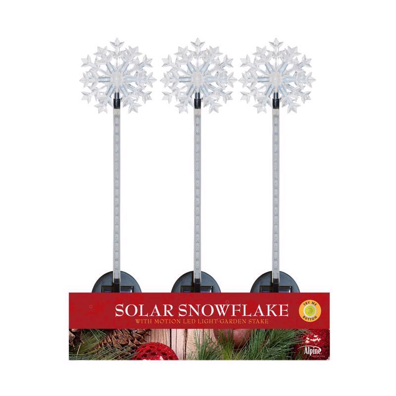 Alpine LED Solar Snowflake Garden Stake 33 in. Pathway Decor, Pack of 12