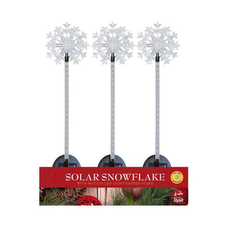 Alpine LED Solar Snowflake Garden Stake 33 in. Pathway Decor, Pack of 12