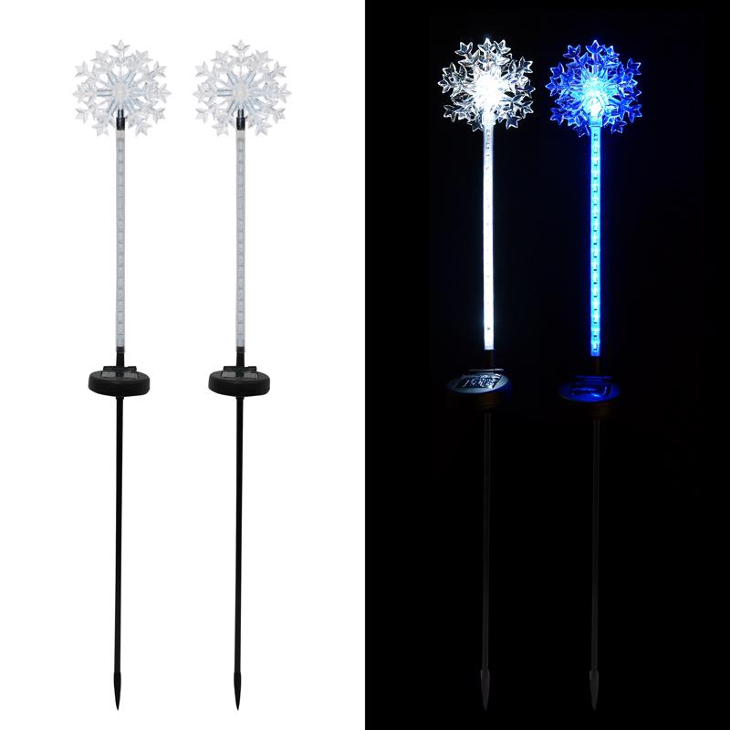 Alpine LED Solar Snowflake Garden Stake 33 in. Pathway Decor, Pack of 12