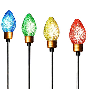 J Hofert 4690 LED Bulb Stake Lights, 120 V, 4 -Lamp, Faceted LED Lamp, Multi-Color, Pack of 4