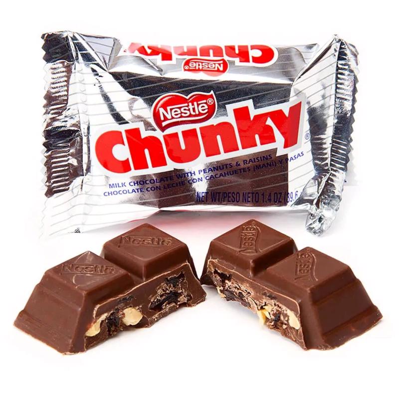 Nestle Chunky Chocolate/Peanut/Raisins Candy Bar 1.4 oz, Pack of 24