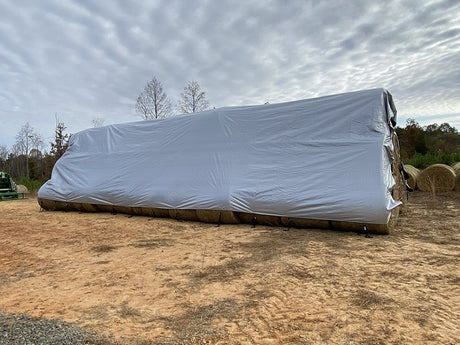 Dize Weathermaster HD2536 Hay Bale Cover, 25 ft L, 36 ft W, Polyethylene, Black/Silver