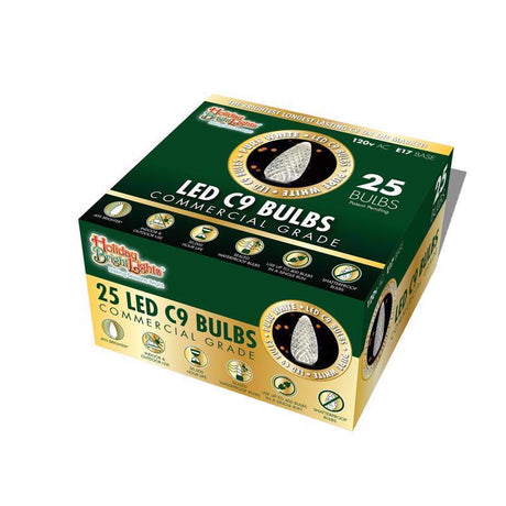 Holiday Bright Lights LED C9 Pure White 25 ct Replacement Christmas Light Bulbs