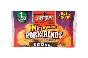 Lowrey's Bacon Microwave Pork Rinds 1.75 oz Bagged, Pack of 18