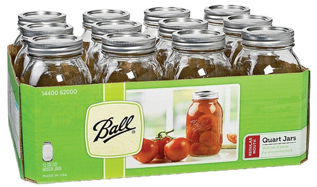 Ball 62000 Mason Jar, Regular Mouth, 1 qt, Glass, 6.9 in H