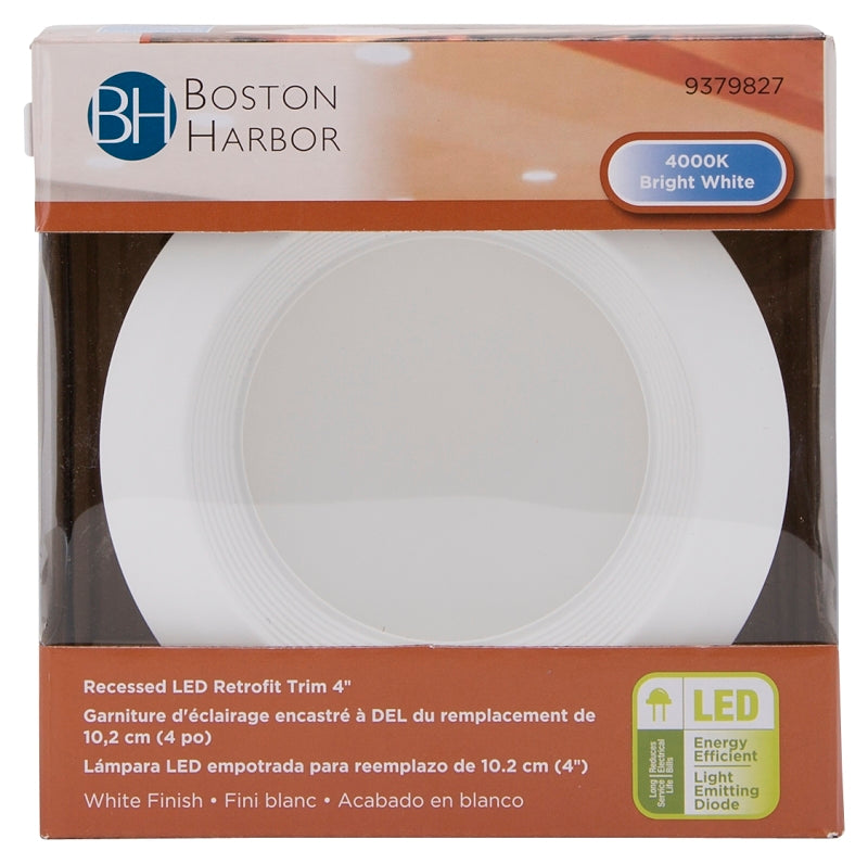 Boston Harbor DL4-095-5K Retrofit Trim, Recessed Lighting Kits, Plastic, Bright White, White, 1-Piece