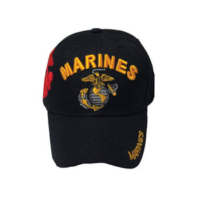 JWM U.S. Marines Logo Baseball Cap Black One Size Fits All, Pack of 6