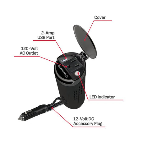 Schumacher XI15 Power Converter, 10/15 VDC Input, 110/125 VAC Output, 150 W, 0.3 to 15 A, Black