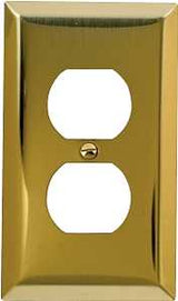 Amerelle 163DBR Receptacle Wallplate, 4-5/16 in L, 2-7/8 in W, 1 -Gang, Steel, Polished Brass