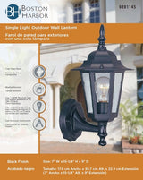 Boston Harbor AL8041-5 Outdoor Lantern, 120 V, 60 W, CFL Lamp, Aluminum Fixture, Black