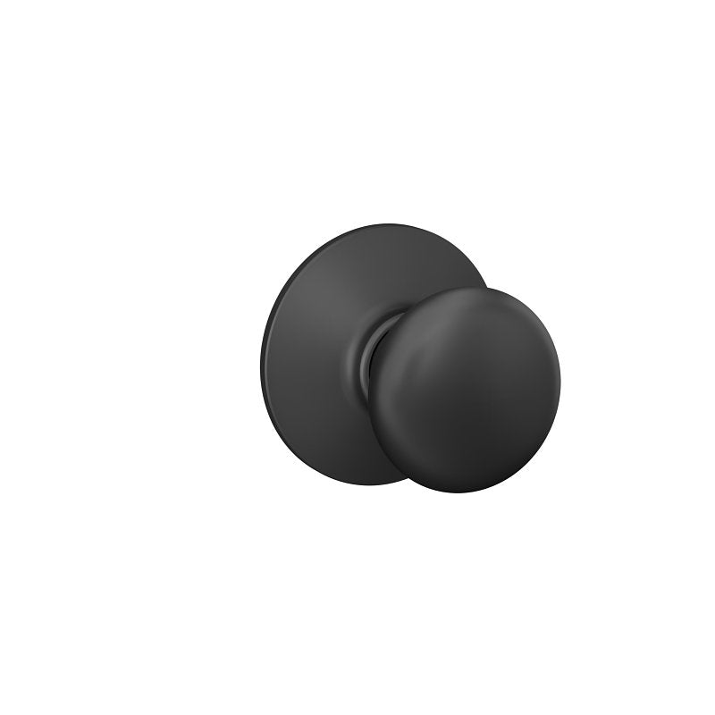 Schlage F Series F10 V PLY 622 Passage Knob, Metal, Matte Black, 2-3/8, 2-3/4 in Backset, 1-3/8 to 1-3/4 in Thick Door