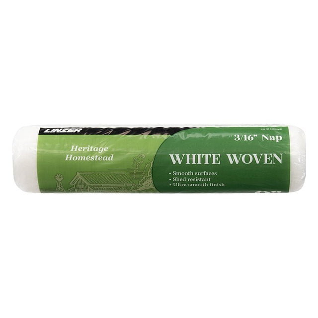 Linzer HH RC 100 0900 Roller Cover, 3/16 in Thick Nap, 9 in L, White